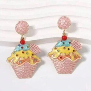 ❤️ FREE Ice Cream Ice cream Cone Waffle Hipster Artsy Art Chic Girly Earrings